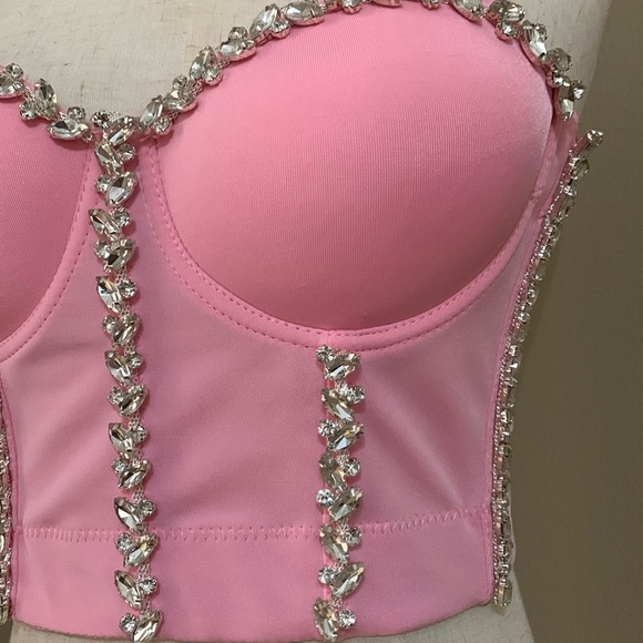 Rhinestones Women’s Bralette Corset Sexy Bustier Removable Straps Bridgeton XS - Picture 2 of 6